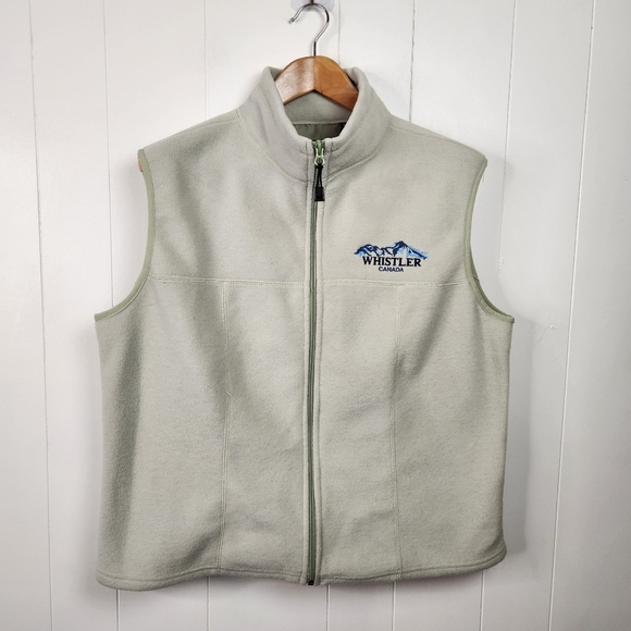 Vintage 90s Whistler Fleece Vest Full Zip 1990s Grunge Preppy Ski Winter Cabin - Picture 1 of 8